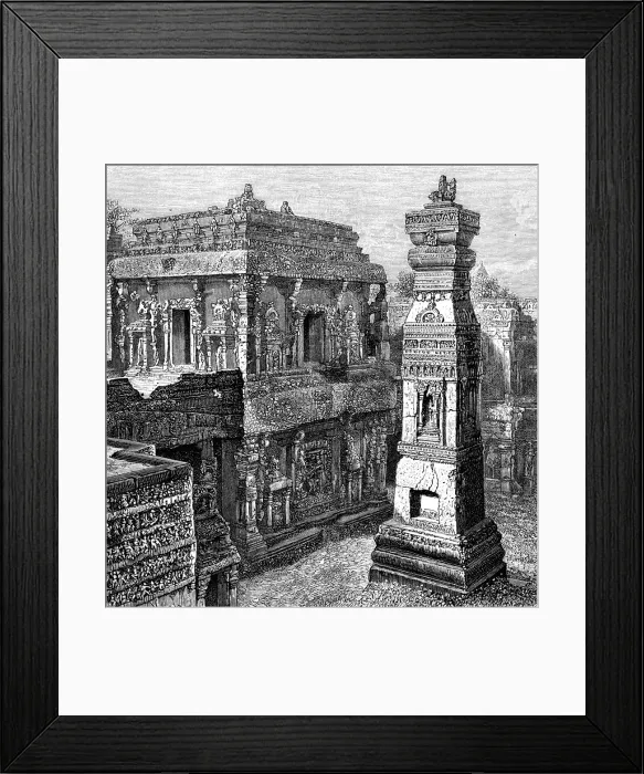 Framed Print : The Palace of Kailash, Ellora, India, 1895 Framed Print : The Palace of Kailash, Ellora, India, 1895