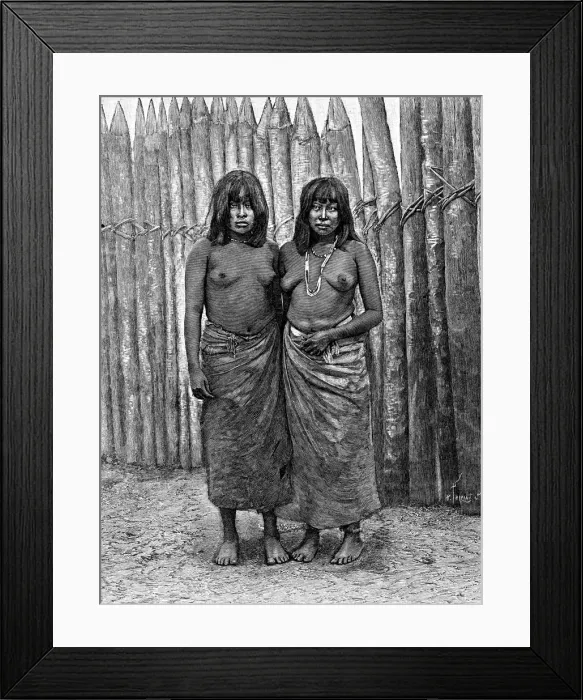 Framed Print : A couple of Gran Chaco Indian women, South America, 1895 Framed Print : A couple of Gran Chaco Indian women, South America, 1895