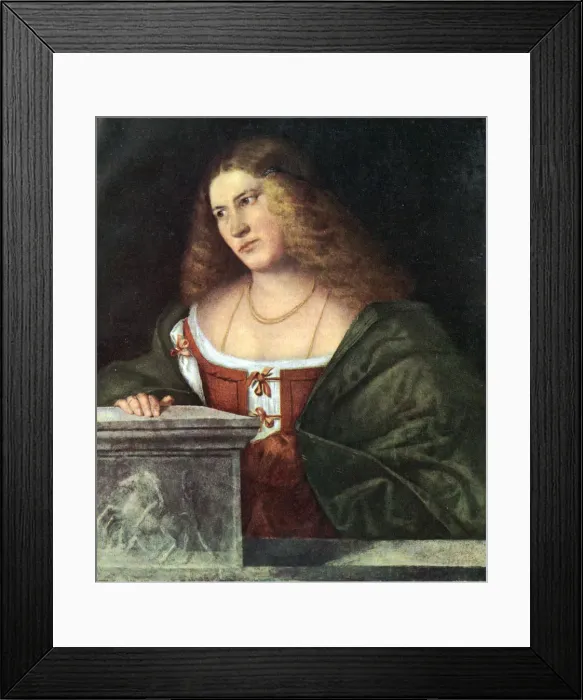 Framed Print : Portrait of a Woman, 1485-1547, (1930). Artist: Giovanni Cariani Framed Print : Portrait of a Woman, 1485-1547, (1930). Artist: Giovanni Cariani