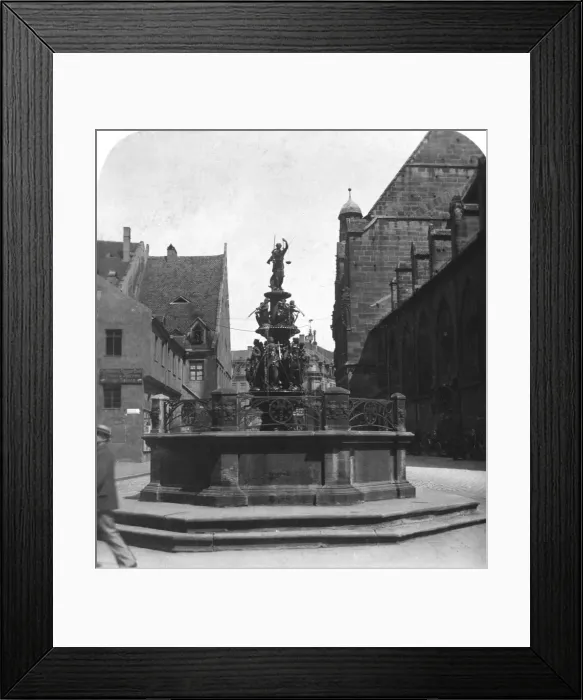 Framed Print : Tugendbrunnen, Nuremberg, Bavaria, Germany, c1900. Artist: Wurthle & Sons Framed Print : Tugendbrunnen, Nuremberg, Bavaria, Germany, c1900. Artist: Wurthle & Sons