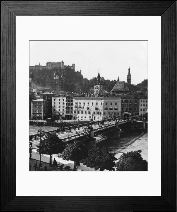 Framed Print : Bridge over the Salzach, Salzburg, Austria, c1900s. Artist: Wurthle & Sons Framed Print : Bridge over the Salzach, Salzburg, Austria, c1900s. Artist: Wurthle & Sons