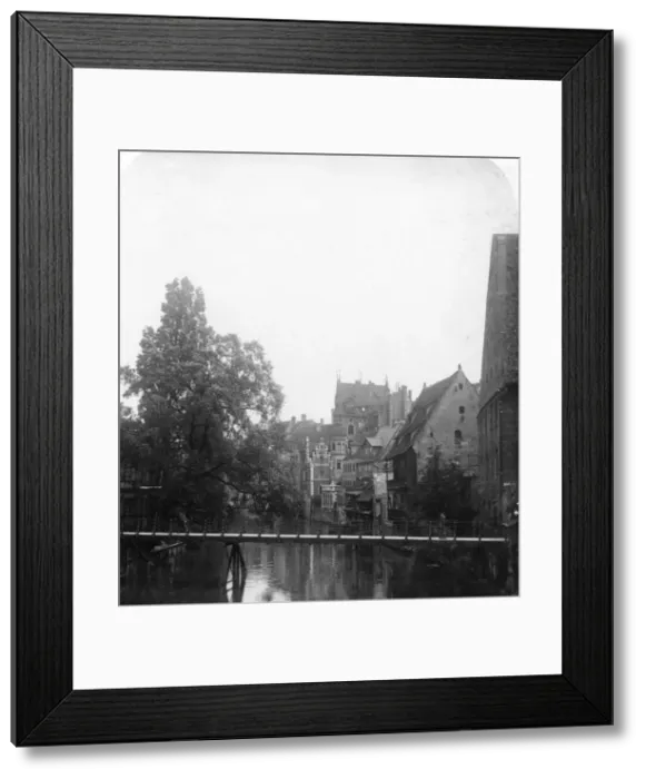 Framed Print : The Pegnitz river, Nuremberg, Germany, c1900s. Artist: Wurthle & Sons Framed Print : The Pegnitz river, Nuremberg, Germany, c1900s. Artist: Wurthle & Sons