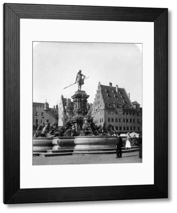 Framed Print : The Neptune Fountain, Nuremberg, Germany, c1900s. Artist: Wurthle & Sons Framed Print : The Neptune Fountain, Nuremberg, Germany, c1900s. Artist: Wurthle & Sons