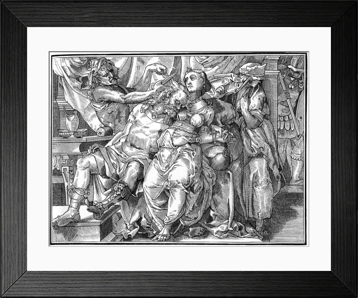 Framed Print : Samson and Delilah, 1574 (1849). Artist: A Bisson Framed Print : Samson and Delilah, 1574 (1849). Artist: A Bisson