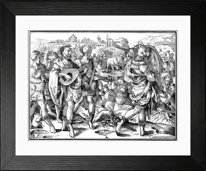 Framed Print : Wandering minstrels, 1574 (1849). Artist: A Bisson Framed Print : Wandering minstrels, 1574 (1849). Artist: A Bisson