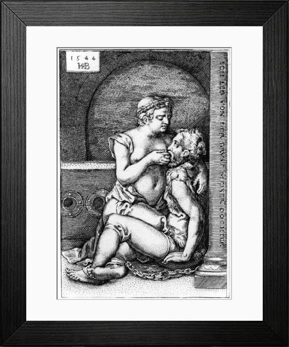 Framed Print : Cimon and Pero, 1544 (1849). Artist: Sebald Beham Framed Print : Cimon and Pero, 1544 (1849). Artist: Sebald Beham