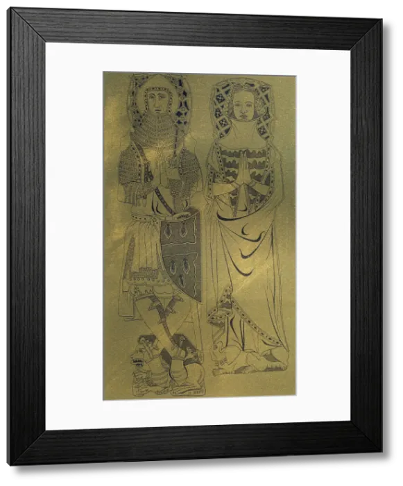 Framed Print : A copper plaque from Minster Abbey and Church, Isle of Sheppey, Kent, 1337 (1849). Artist: Franz Kellerhoven Framed Print : A copper plaque from Minster Abbey and Church, Isle of Sheppey, Kent, 1337 (1849). Artist: Franz Kellerhoven