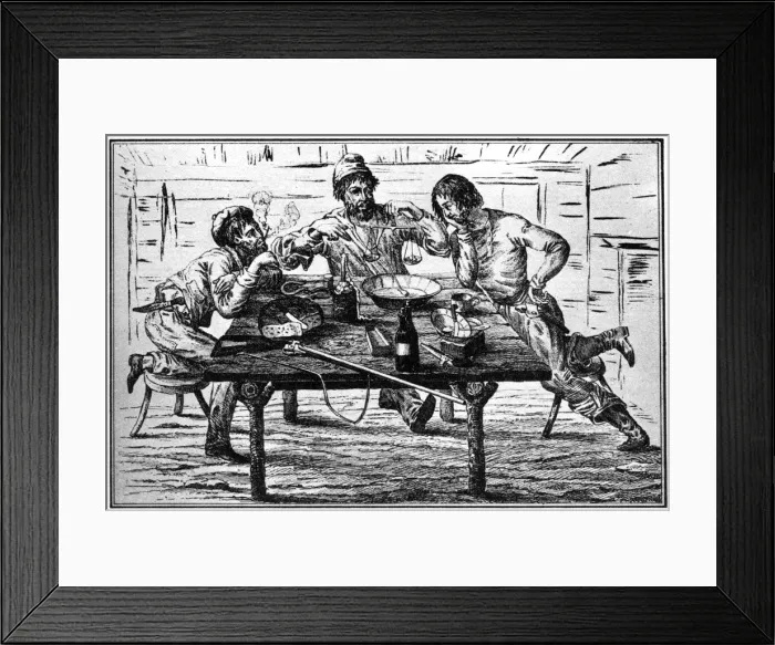 Framed Print : Miners weighing their gold, 19th century (1937). Artist: Britton & Rey Framed Print : Miners weighing their gold, 19th century (1937). Artist: Britton & Rey