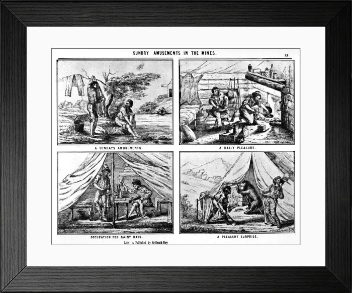 Framed Print : Sunday Amusements in the Mines, 19th century (1937). Artist: Britton & Rey Framed Print : Sunday Amusements in the Mines, 19th century (1937). Artist: Britton & Rey