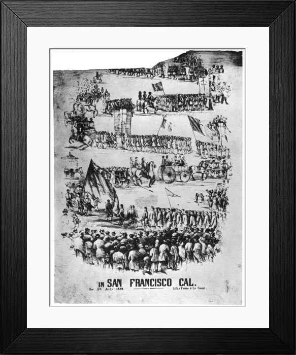 Framed Print : Celebration of the Fourth of July in San Francisco, California, 1852 (1937). Artist: Cooke & Le Count