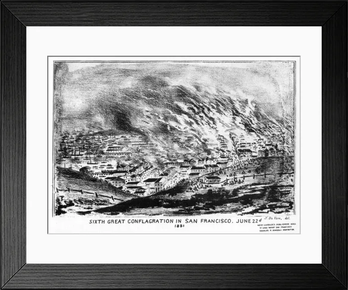 Framed Print : Sixth Great Conflagration in San Francisco, Californa, 1851 (1937). Artist: J de Vere
