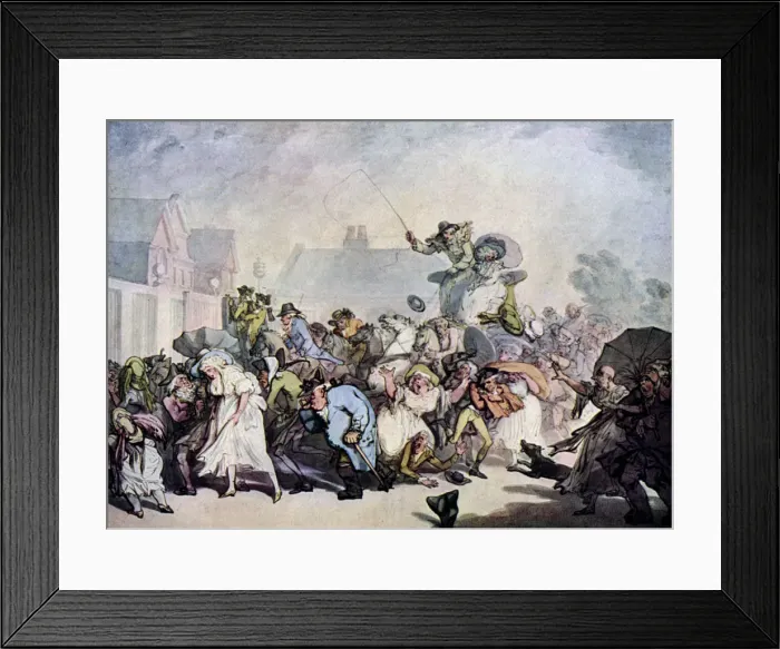 Framed Print : A Squall in Hyde Park, 1791, (1929). Artist: Thomas Rowlandson Framed Print : A Squall in Hyde Park, 1791, (1929). Artist: Thomas Rowlandson