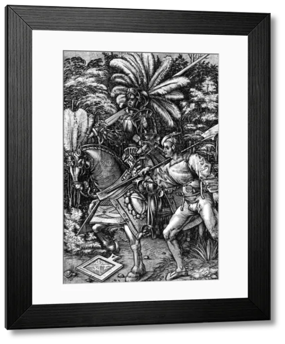 Framed Print : Knight and Squire, early 16th century, (1929). Artist: Hans Wechtlin the Elder Framed Print : Knight and Squire, early 16th century, (1929). Artist: Hans Wechtlin the Elder