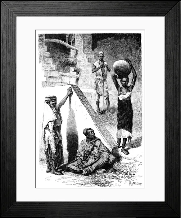 Framed Print : Sudanese Arabs and a female Shilluk slave, Sudan, 1895. Artist: Ivan Pranishnikoff Framed Print : Sudanese Arabs and a female Shilluk slave, Sudan, 1895. Artist: Ivan Pranishnikoff