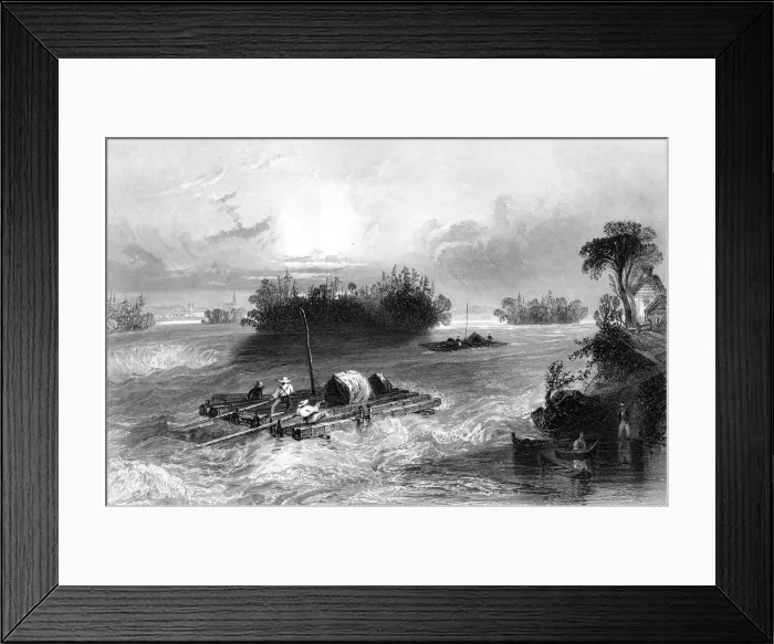 Framed Print : Rapids on the approach to the village of Cedars, Canada, 1842. Artist: JC Bentley Framed Print : Rapids on the approach to the village of Cedars, Canada, 1842. Artist: JC Bentley