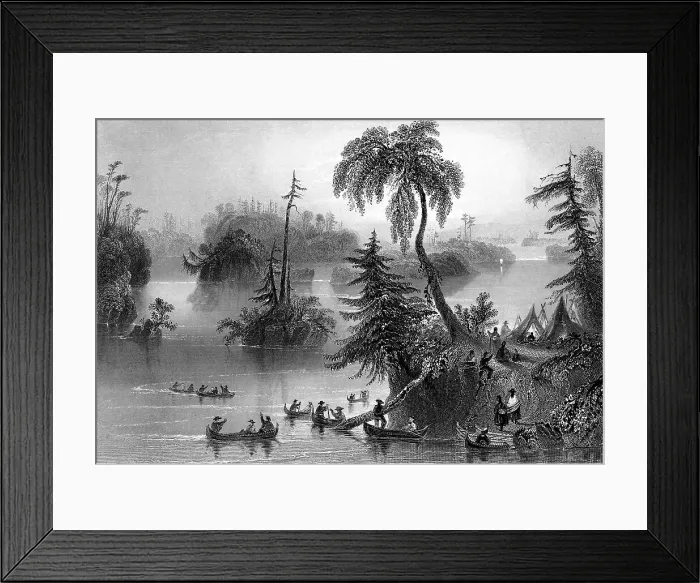 Framed Print : Scene among the Thousand Isles, Canada, 1842. Artist: R Brandard Framed Print : Scene among the Thousand Isles, Canada, 1842. Artist: R Brandard