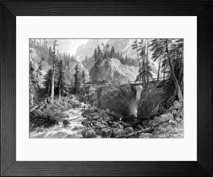 Framed Print : Pont d Espagne, Pryrenees, 19th century. Artist: R Wallis Framed Print : Pont d Espagne, Pryrenees, 19th century. Artist: R Wallis
