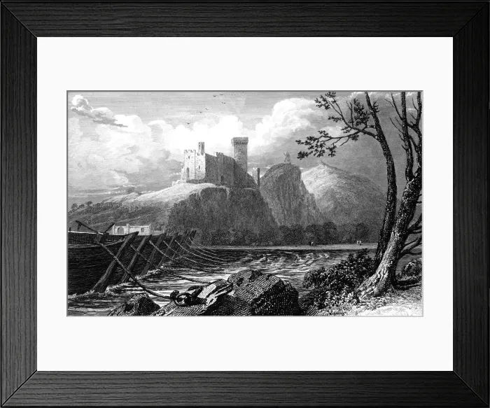 Framed Print : The Castle of Beaucaire and a bridge of boats over the Rhone, France, 1824. Artist: William Bernard Cooke