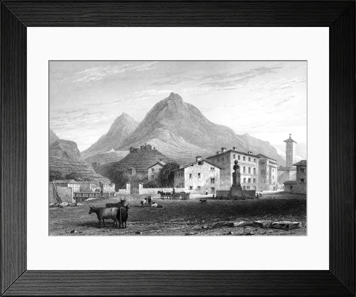 Framed Print : Sondrio, Lombardy, Italy, 1828. Artist: W Wallis Framed Print : Sondrio, Lombardy, Italy, 1828. Artist: W Wallis