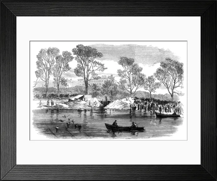Framed Print : Draining the Serpentine River, Hyde Park, London, 1869