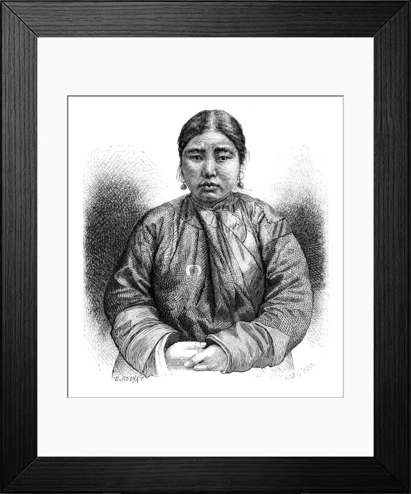 Framed Print : An Ainu girl, Japan, 1895. Artist: E Ronjat Framed Print : An Ainu girl, Japan, 1895. Artist: E Ronjat