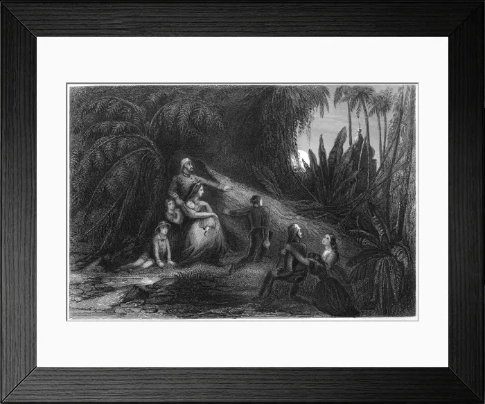 Framed Print : Fugitive officers, with their families concealing themselves in the jungle, 1857, (c1860) Framed Print : Fugitive officers, with their families concealing themselves in the jungle, 1857, (c1860)