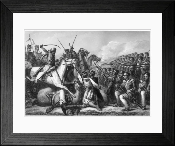 Framed Print : Mutineer cavalry attacking an infantry square at the Battle of Cawnpore, 1857, (c1860) Framed Print : Mutineer cavalry attacking an infantry square at the Battle of Cawnpore, 1857, (c1860)