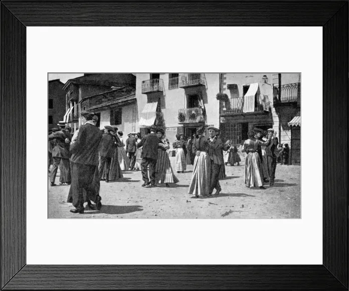 Framed Print : Country dance after a church service on feast days, Andorra, 1922. Artist: JT Parfit Framed Print : Country dance after a church service on feast days, Andorra, 1922. Artist: JT Parfit