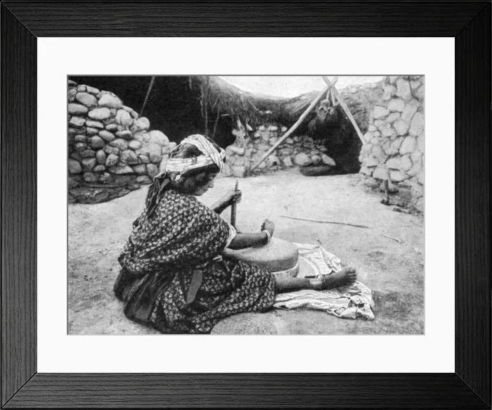 Framed Print : A nomad maid of the mill preparing couscous, Algeria, 1922. Artist: A Bougaut Framed Print : A nomad maid of the mill preparing couscous, Algeria, 1922. Artist: A Bougaut