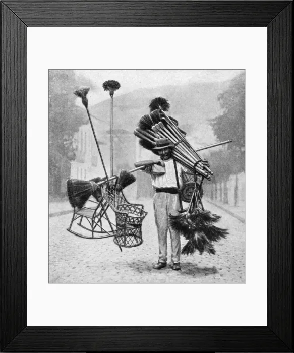 Framed Print : Broom vendor, Rio de Janeiro, Brazil, 1922 Framed Print : Broom vendor, Rio de Janeiro, Brazil, 1922