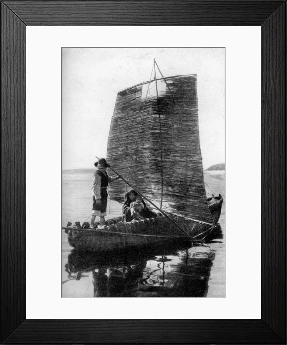 Framed Print : A reed balsa sailing vessel, Bolivia, 1922 Framed Print : A reed balsa sailing vessel, Bolivia, 1922
