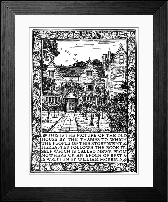 Framed Print : Kelmscott Manor, Gloucestershire, frontispiece to News from Nowhere, c1892 (1901). Artist: William Morris Framed Print : Kelmscott Manor, Gloucestershire, frontispiece to News from Nowhere, c1892 (1901). Artist: William Morris
