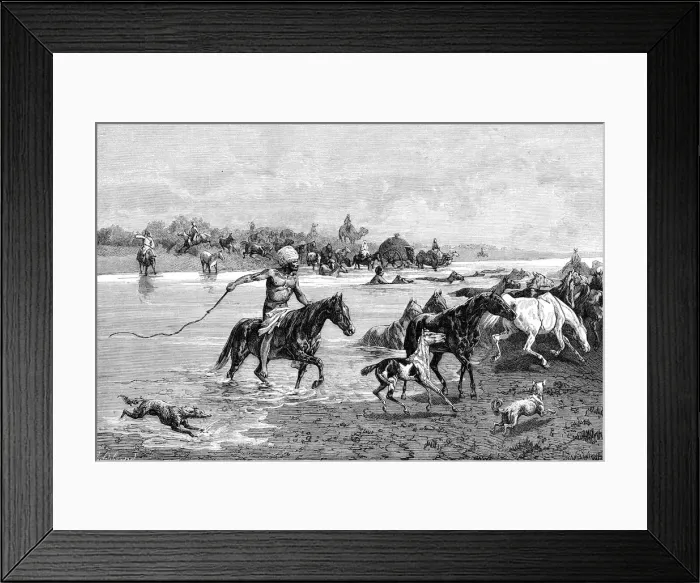 Framed Print : Kyrgyz crossing a river, Kyrgyzstan, 1895 Framed Print : Kyrgyz crossing a river, Kyrgyzstan, 1895