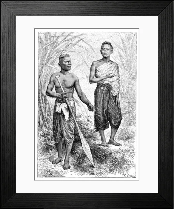 Framed Print : Siamese youths, 1895. Artist: Charles Barbant Framed Print : Siamese youths, 1895. Artist: Charles Barbant