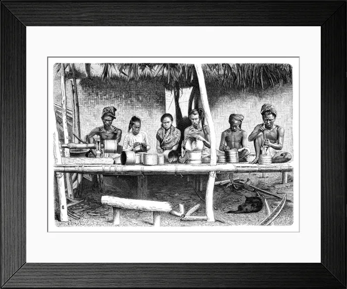 Framed Print : Artisans from Burma (Myanmar), 1895. Artist: E Ronjat Framed Print : Artisans from Burma (Myanmar), 1895. Artist: E Ronjat