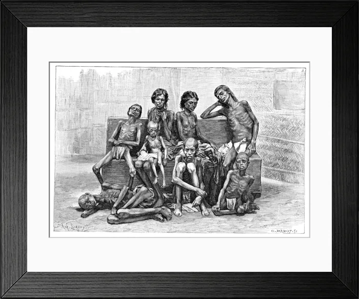 Framed Print : Famine victims, India, 1895. Artist: Charles Barbant Framed Print : Famine victims, India, 1895. Artist: Charles Barbant