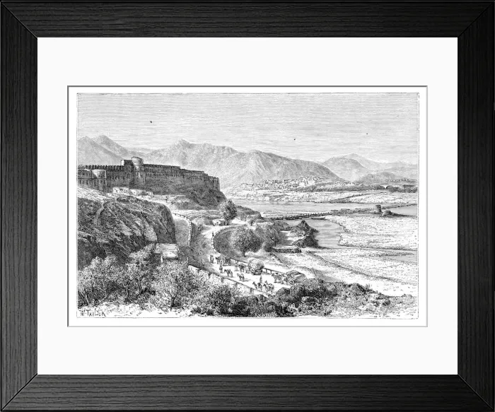 Framed Print : The Citadel of Attock and a bridge of boats over the Indus, Pakistan, 1895 Framed Print : The Citadel of Attock and a bridge of boats over the Indus, Pakistan, 1895