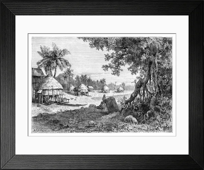 Framed Print : The village of Sawi, Car-Nicobar, Nicobar Islands, India, 1895 Framed Print : The village of Sawi, Car-Nicobar, Nicobar Islands, India, 1895