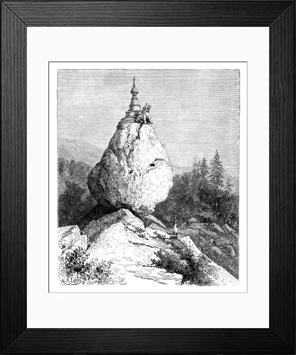Framed Print : A pagoda atop a boulder, 1895 Framed Print : A pagoda atop a boulder, 1895