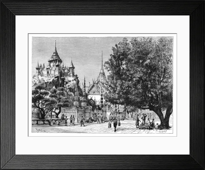 Framed Print : A street in Bangkok, Thailand, 1895. Artist: Charles Barbant Framed Print : A street in Bangkok, Thailand, 1895. Artist: Charles Barbant