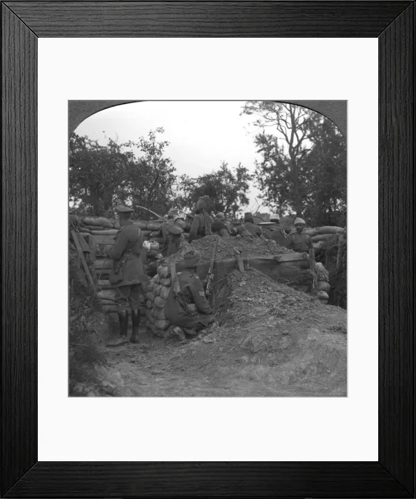 Framed Print : An advanced trench held by Dogras and an Indian Cavalry machine-gun section, 1900s Framed Print : An advanced trench held by Dogras and an Indian Cavalry machine-gun section, 1900s
