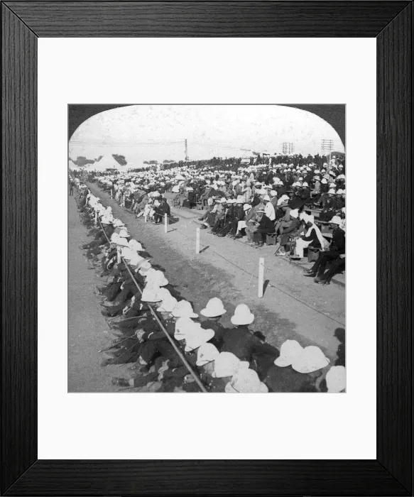 Framed Print : Watching a football match between the Lancashire Fusiliers and Border regiments, Delhi, 1910s. Artist: HD Girdwood