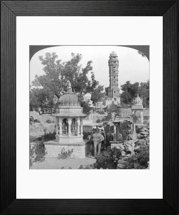 Framed Print : Tower of Victory amd royal cenotaphs, Chittaurgarh, India, 1904. Artist: Underwood & Underwood Framed Print : Tower of Victory amd royal cenotaphs, Chittaurgarh, India, 1904. Artist: Underwood & Underwood