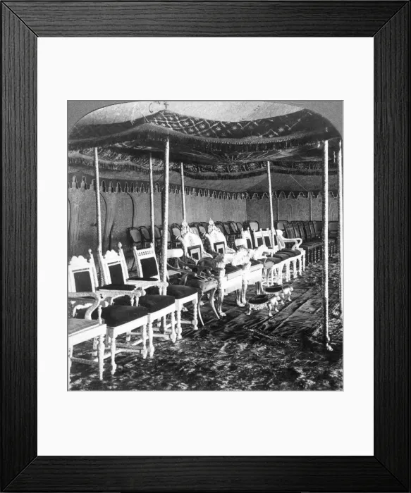 Framed Print : The golden canopy in the Durbar tent of the Maharaja of Kashmir, Delhi, India, 1903. Artist: Underwood & Underwood Framed Print : The golden canopy in the Durbar tent of the Maharaja of Kashmir, Delhi, India, 1903. Artist: Underwood & Underwood