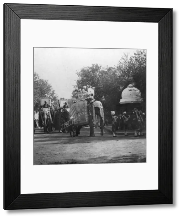 Framed Print : A Punjabi princess in an elephant procession, Delhi, India, 1900s. Artist: H Hands & Son Framed Print : A Punjabi princess in an elephant procession, Delhi, India, 1900s. Artist: H Hands & Son