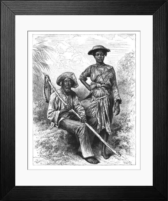 Framed Print : Snake Catcher and Charcoal Girl, Martinique, c1890 Framed Print : Snake Catcher and Charcoal Girl, Martinique, c1890