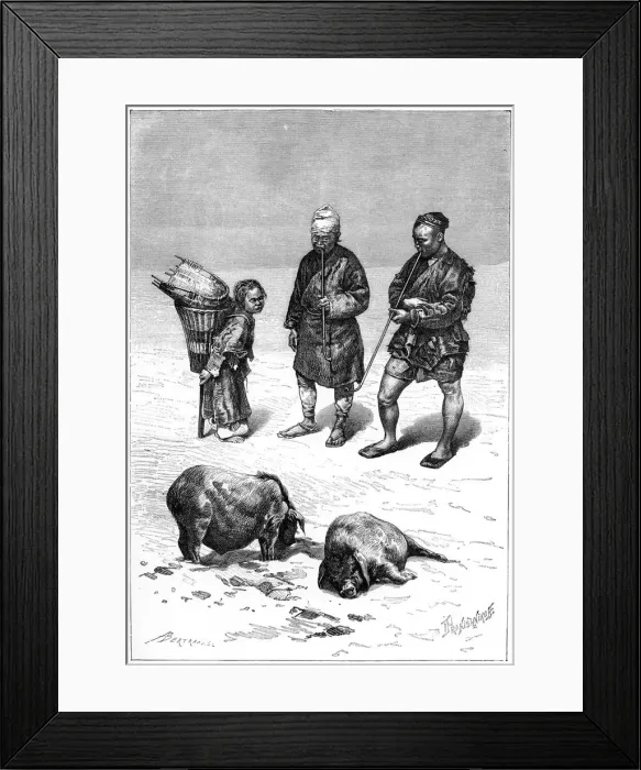 Framed Print : Chinese miners from the Upper Yangtze highlands, 1895. Artist: Bertrano Framed Print : Chinese miners from the Upper Yangtze highlands, 1895. Artist: Bertrano