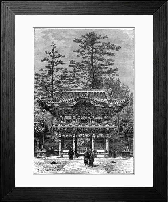 Framed Print : Portico of the Temple of the Four Dragons (Nikko Toshogu), Nikko, Japan, 1895. Artist: Armand Kohl Framed Print : Portico of the Temple of the Four Dragons (Nikko Toshogu), Nikko, Japan, 1895. Artist: Armand Kohl