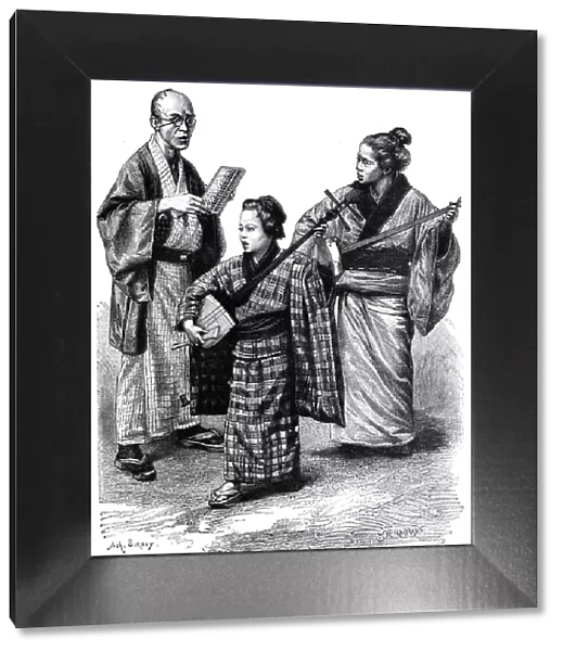 Japanese musicians and a dealer, 1895