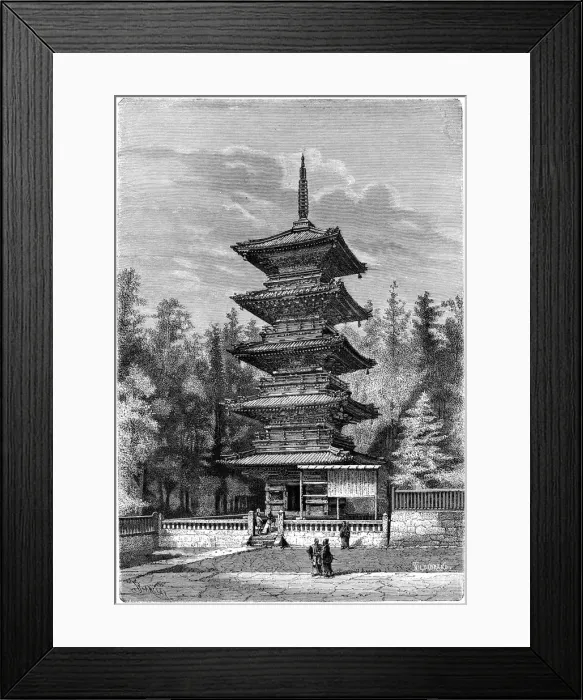 Framed Print : Buddhist temple, Nikko, Japan, 1895. Artist: Hildibrand